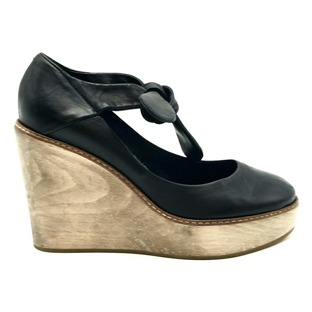 Chloe Leather Platform Wedge Shoes